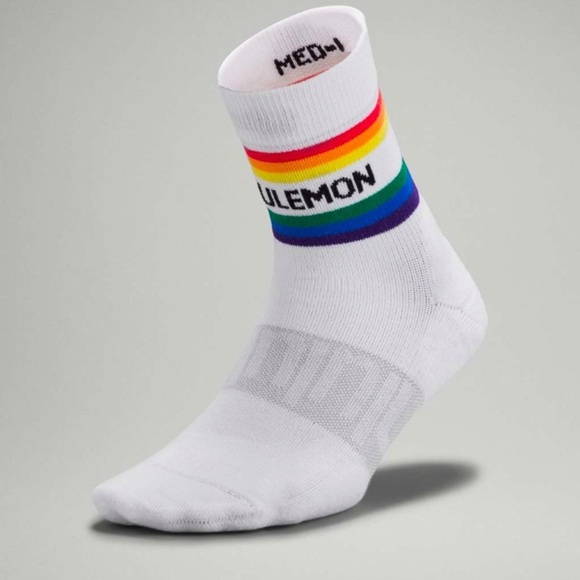 Lululemon Daily Stride Mid Crew Sock Rainbow White Medium NWT - Picture 2 of 4